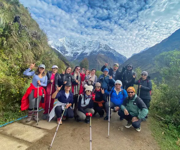 Salkantay Pass with snow-capped peak and turquoise lagoon